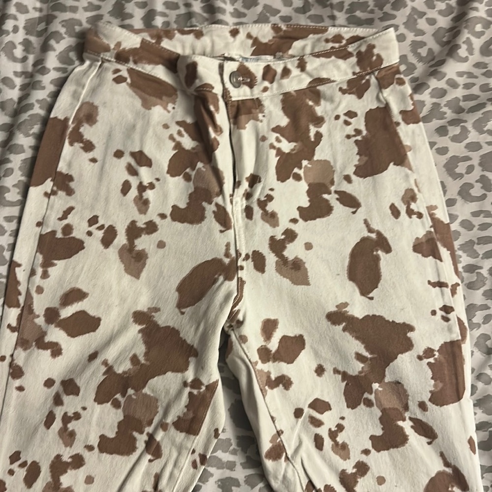 Cow print flares